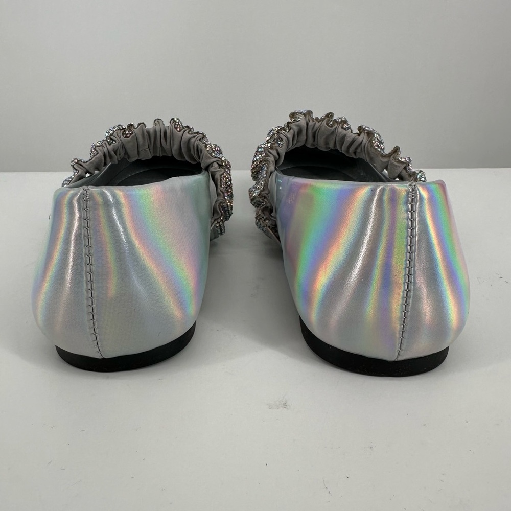 Kenneth Cole Reaction Elina Jewel Ballet Flats Silver size 8.5 Holographic - Picture 8 of 11